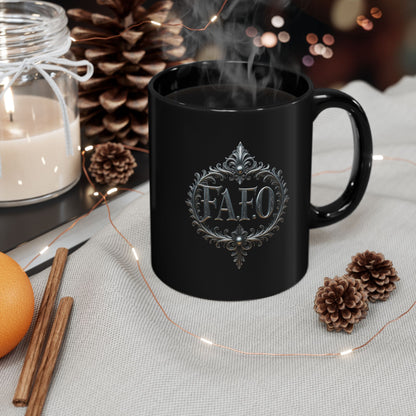Elegant Black Mug with 'FAFO' Design
