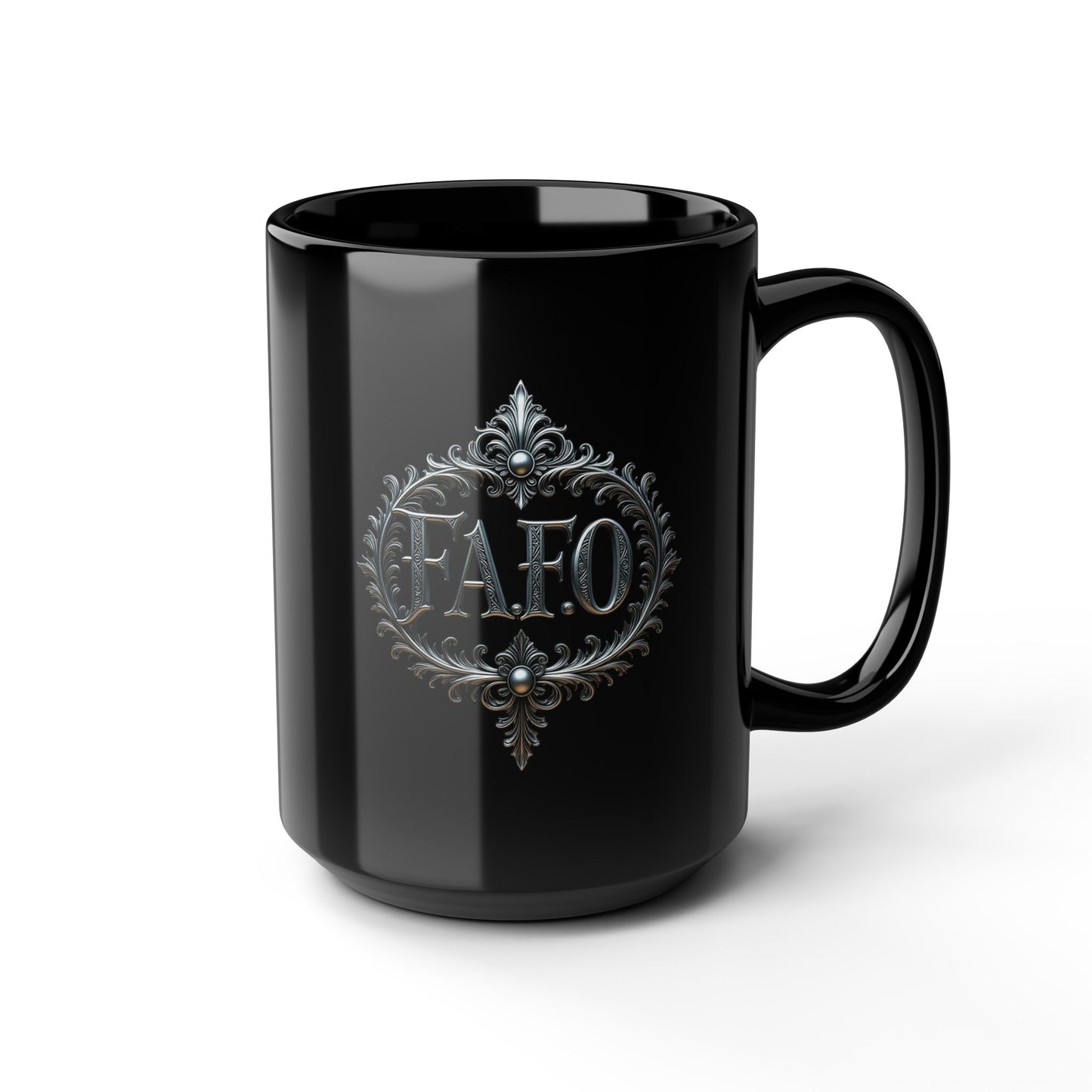 Elegant Black Mug with 'FAFO' Design