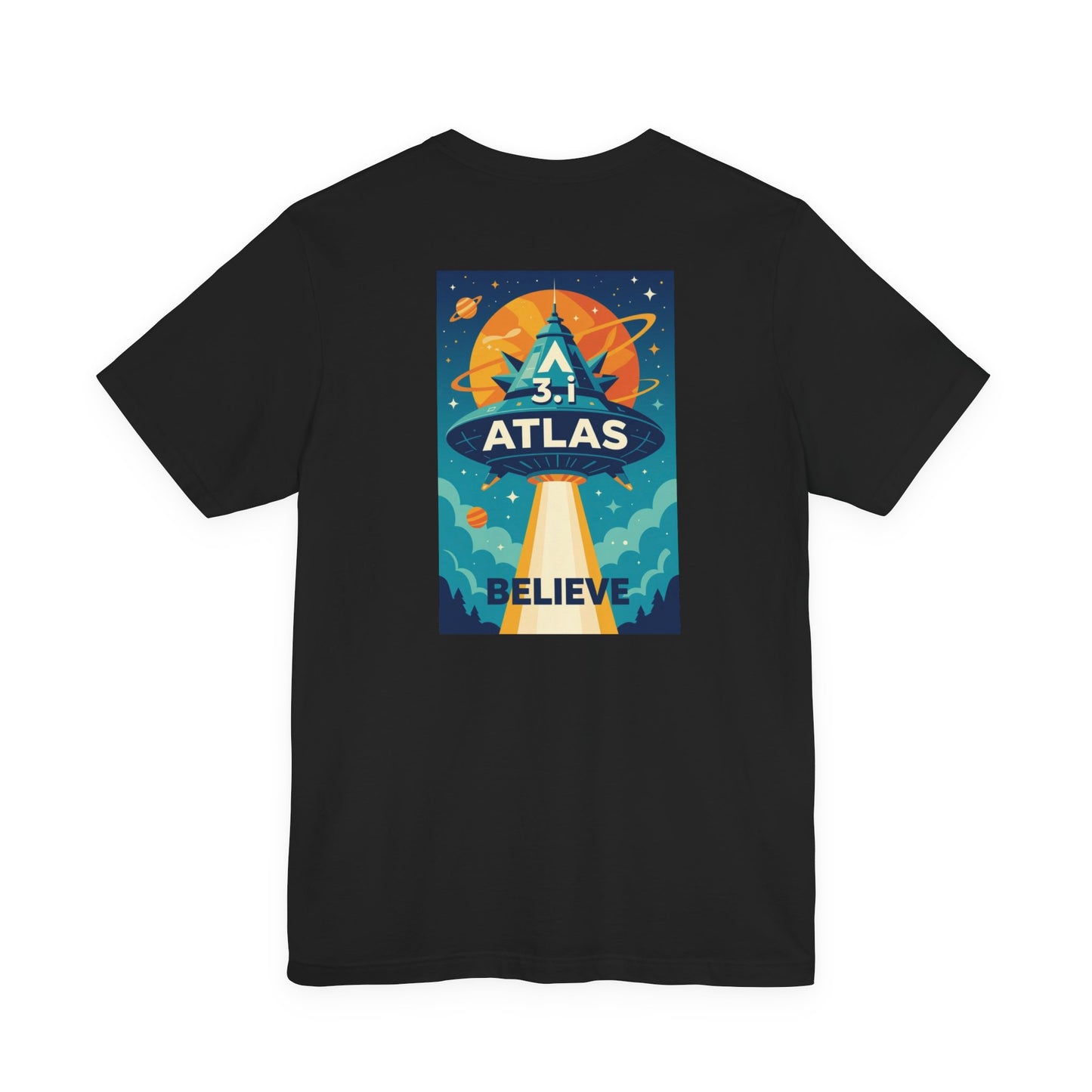 Alien Wear: Galaxy-Inspired Tee – 'Believe' Atlas Design