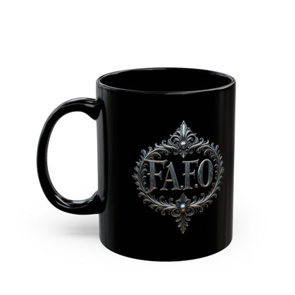 Elegant Black Mug with 'FAFO' Design